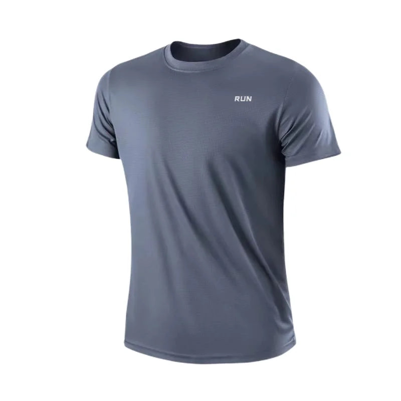 T-shirt running homme col rond, coloris gris