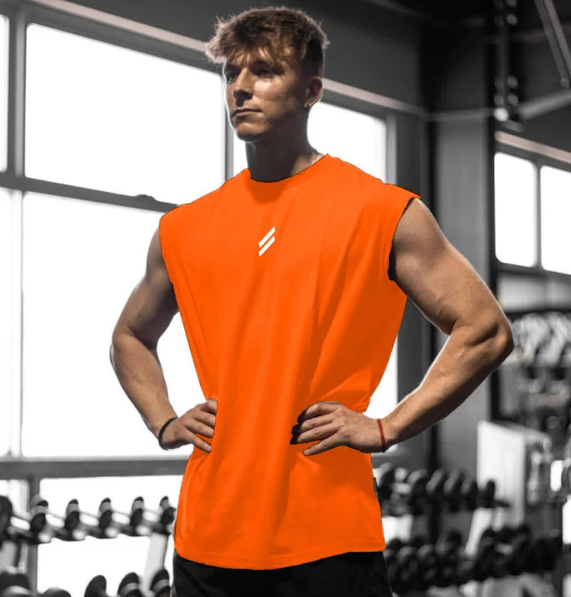 Débardeur sport homme sans manches, coloris orange