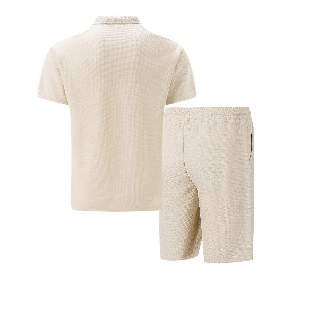 Ensemble Homme Polo Zippé & Short Gaufré — 15 Coloris, Casual & Sport d'Été