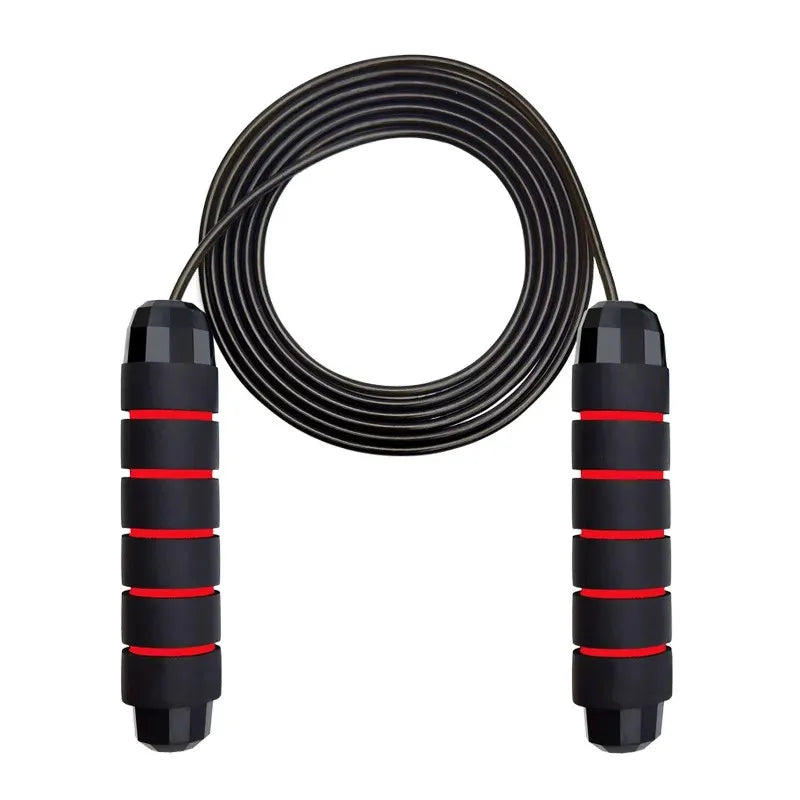 Corde à sauter réglable à roulements, coloris rouge