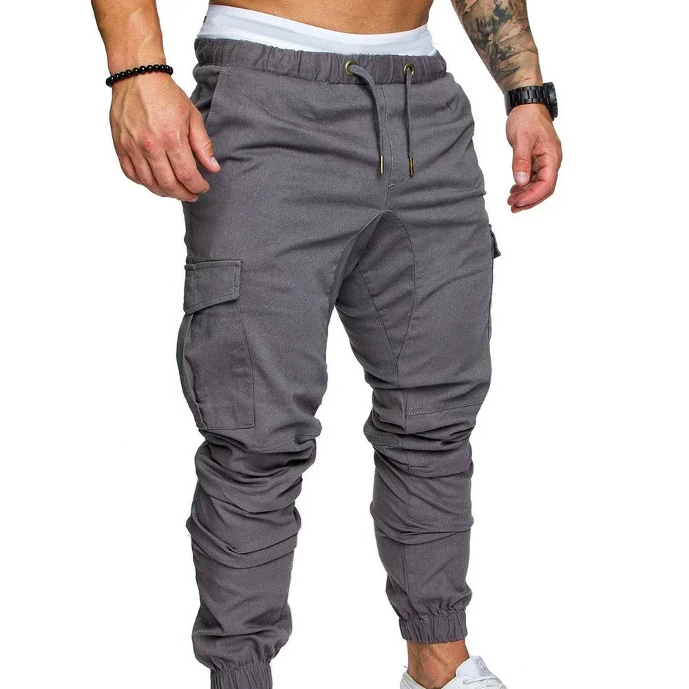 Pantalon Jogging Homme Slim à Poches Réglables — 13 Coloris, Rayé, Casual & Sport