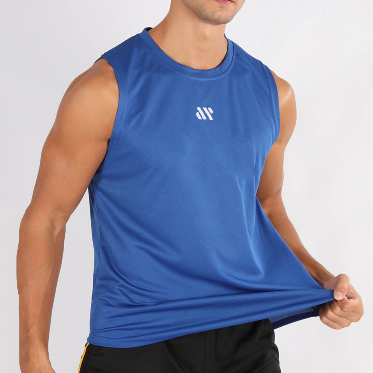 Débardeur musculation homme mesh, coloris bleu roi