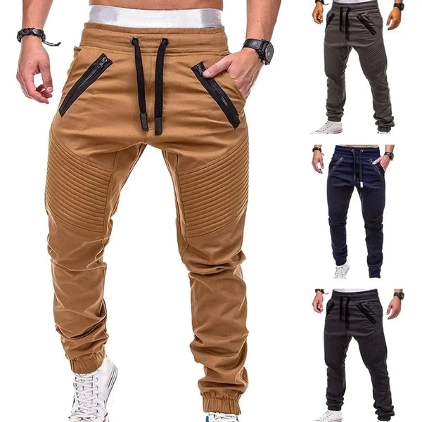 Pantalon Jogging Homme Slim à Poches Réglables — 13 Coloris, Rayé, Casual & Sport