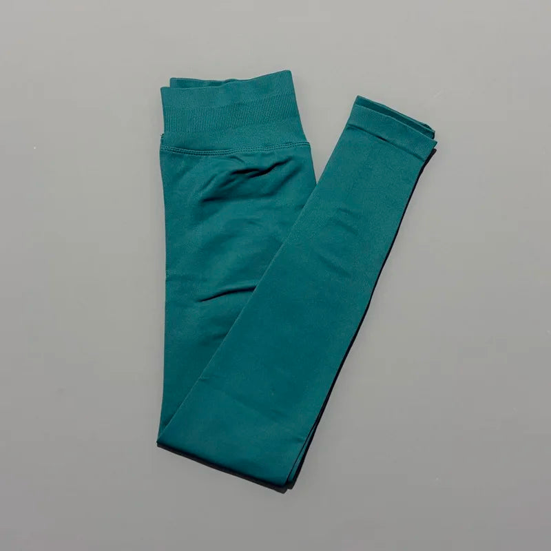 Legging sport femme sans coutures, coloris vert pin