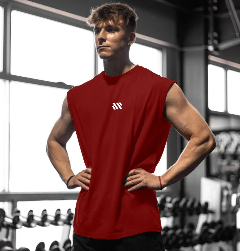 Débardeur sport homme sans manches, coloris rouge
