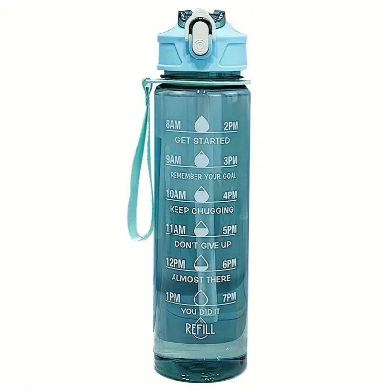 Gourde sport 800ml — grande capacité, marquage horaire & antifuite, coloris vert