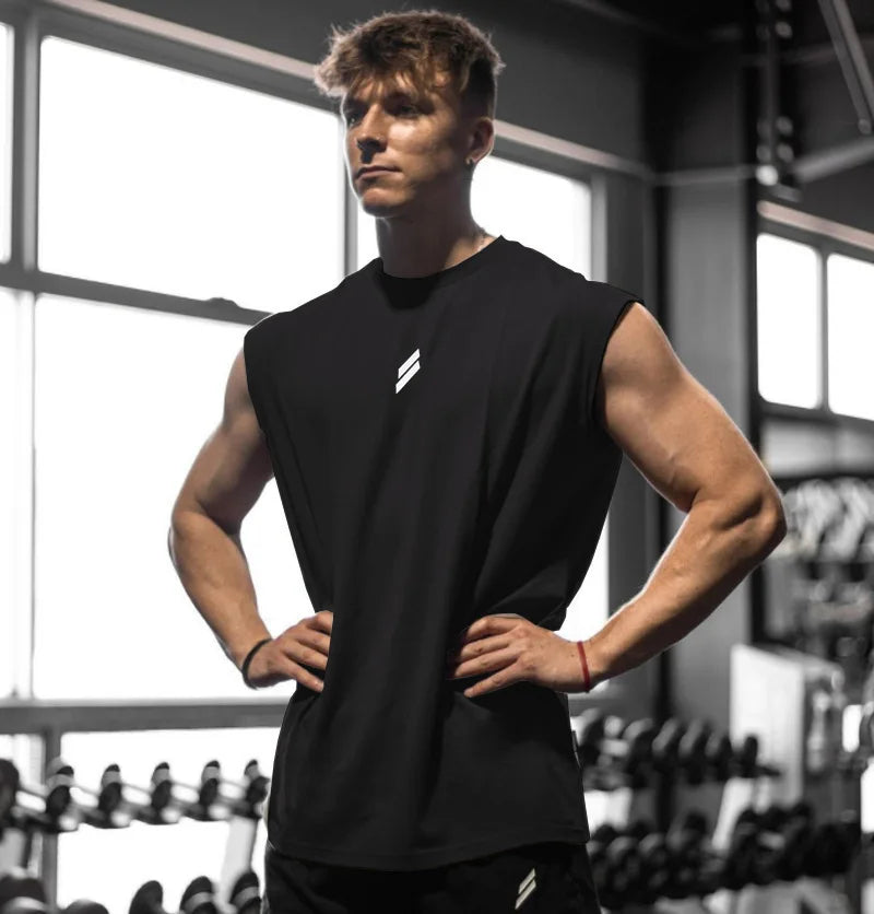 Débardeur sport homme sans manches, coloris noir