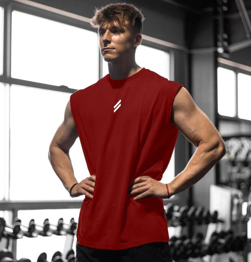 Débardeur sport homme sans manches, coloris rouge
