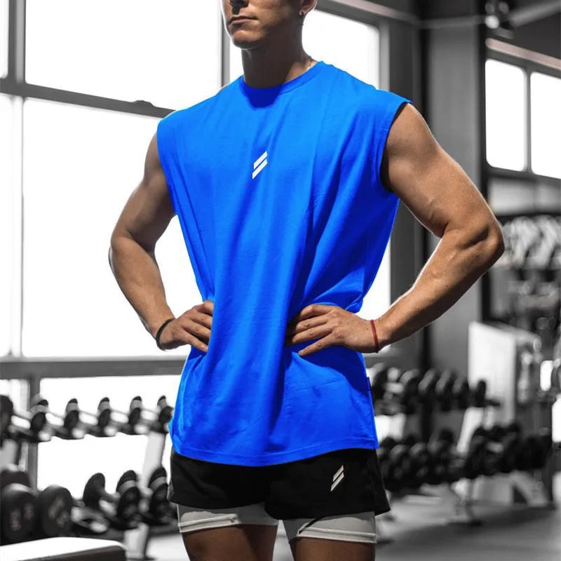 Débardeur sport homme sans manches, coloris bleu