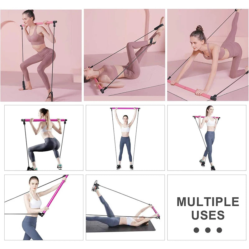 Barre de Pilates Multifonction — Bandes Élastiques, Gainage, Dos & Épaules