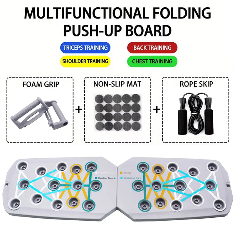 Planche à pompes multifonction pliable, coloris gris – corde à sauter