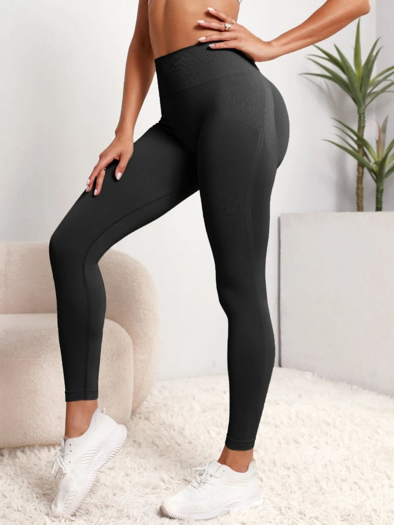 Legging gainant taille haute femme, coloris noir