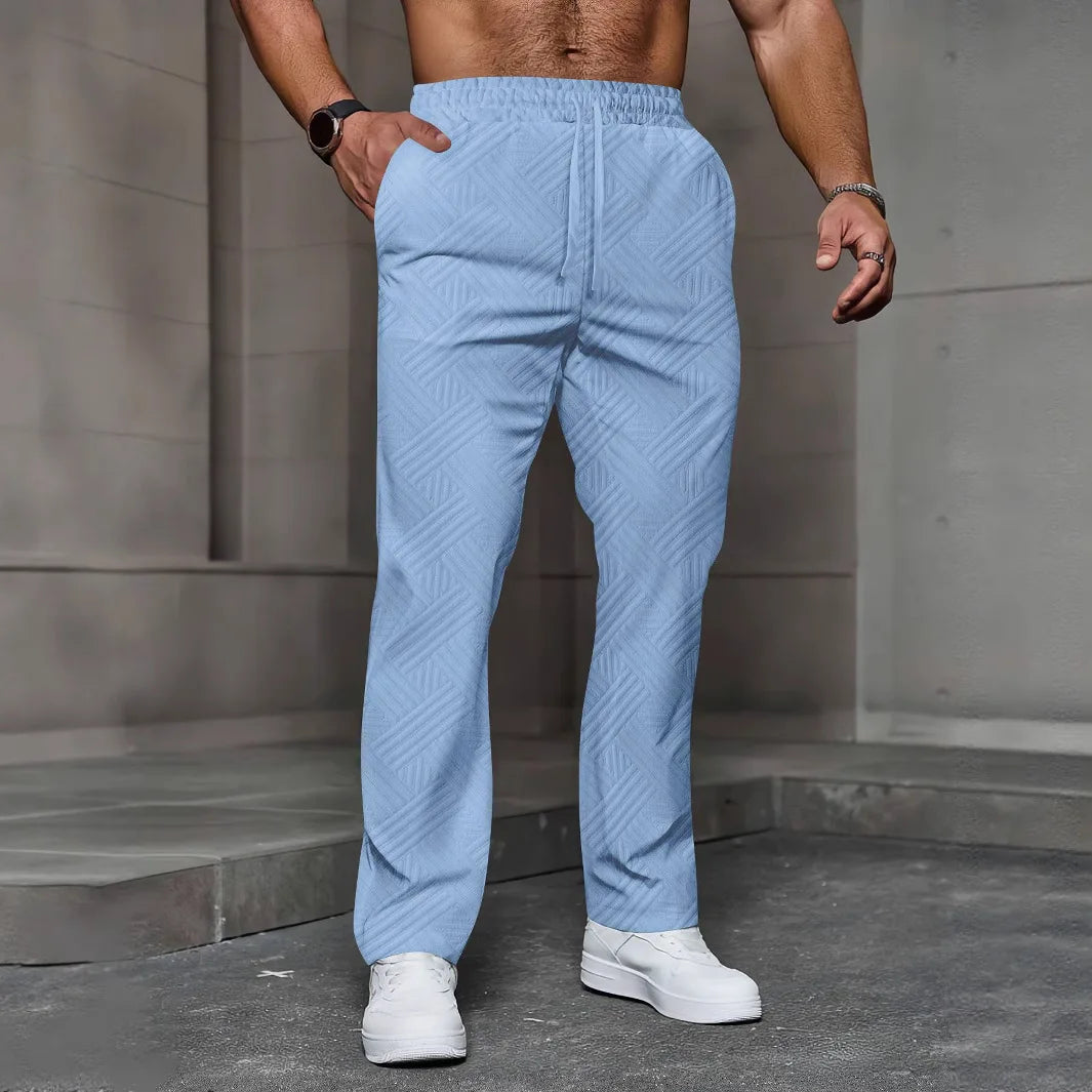 Pantalon Sport Homme Jacquard Taille Élastique — 5 Coloris, Coupe Ample, Toutes Saisons