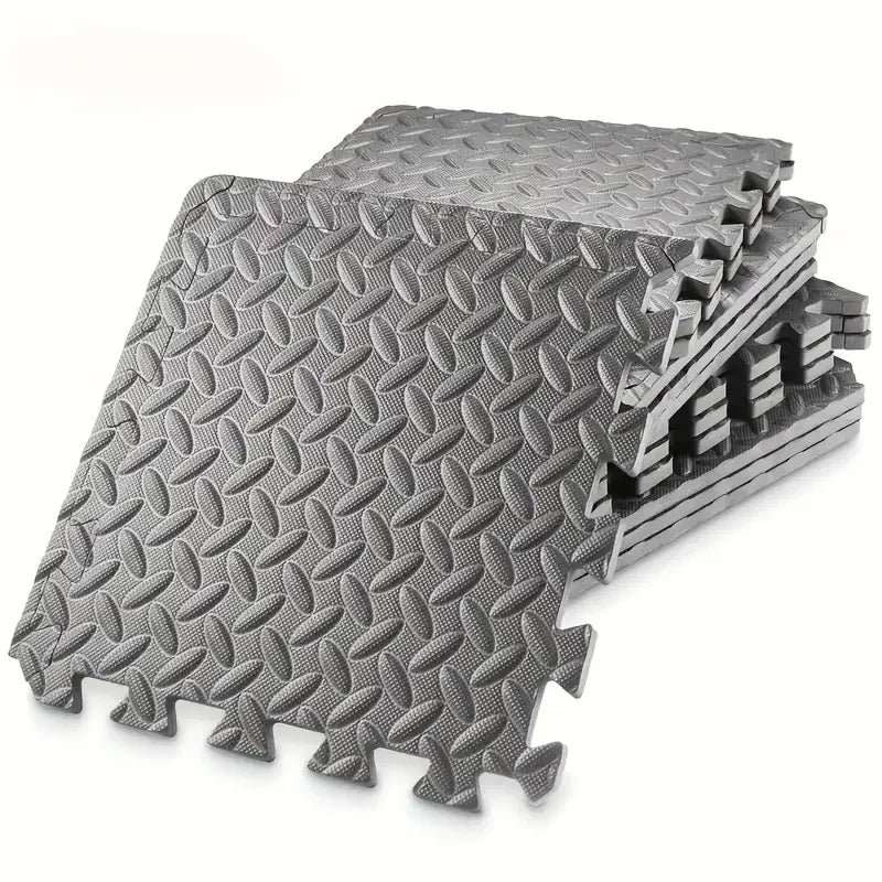 Dalles tapis fitness antichoc 16 pièces, coloris gris