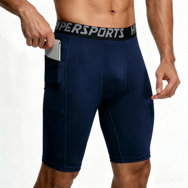 Short compression homme, coloris bleu marine
