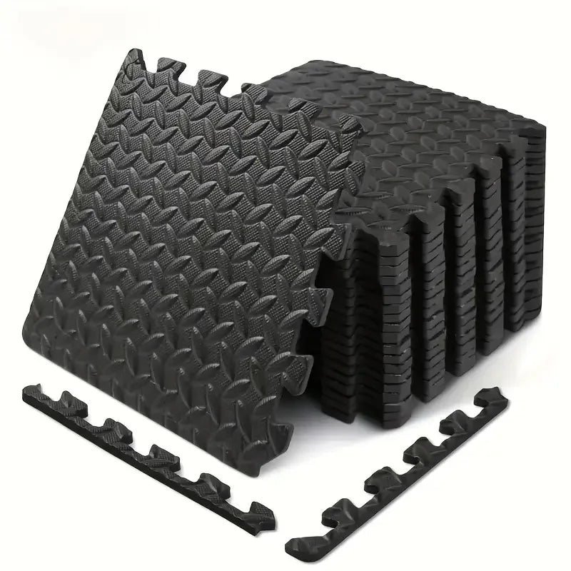 Dalles tapis fitness antichoc 16 pièces, coloris noir