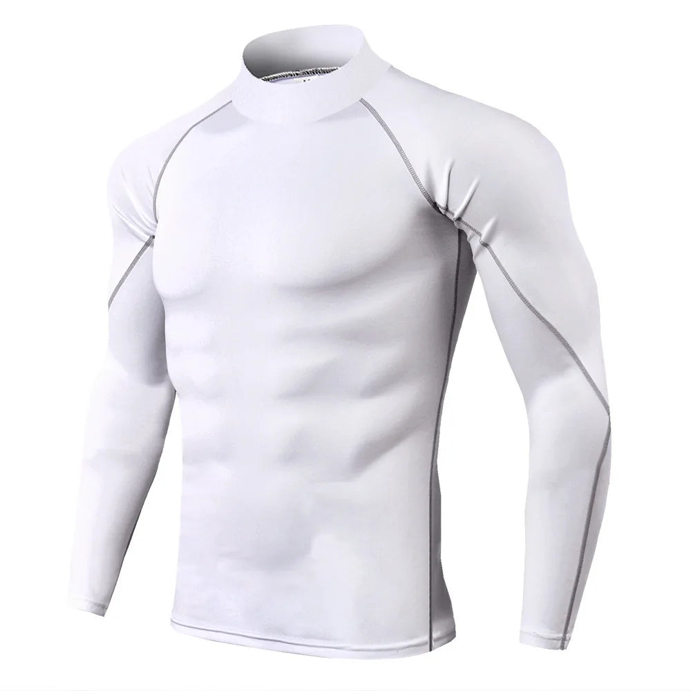 T-shirt compression manches longues homme, coloris blanc