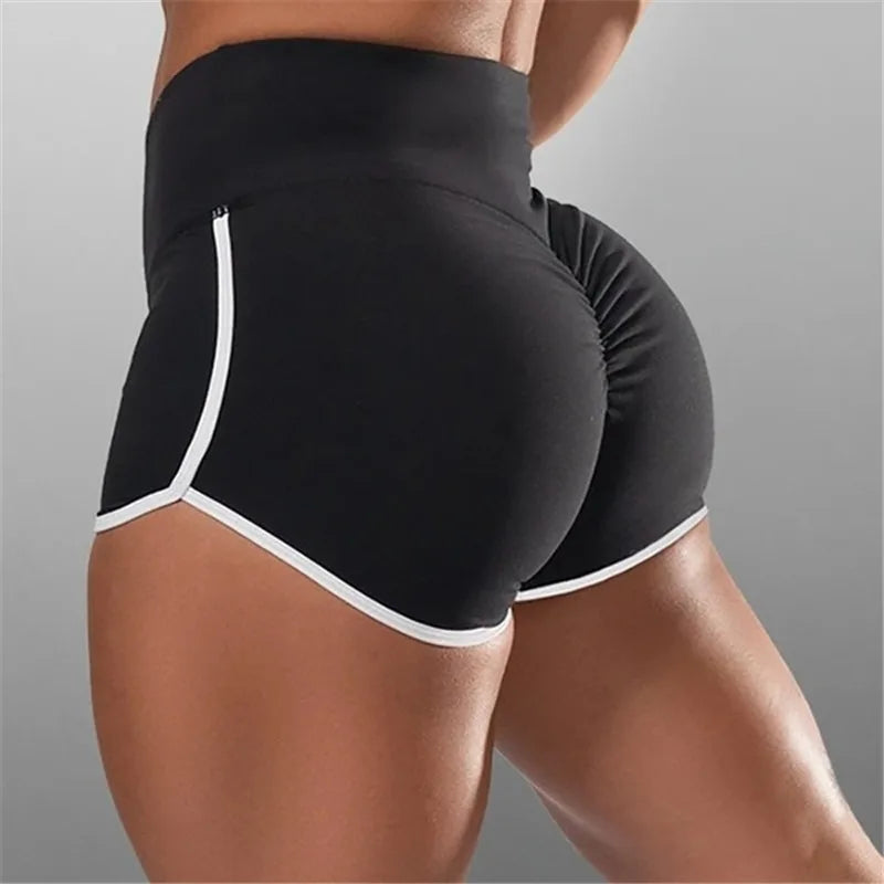 Short fitness femme taille haute sexy, coloris noir D