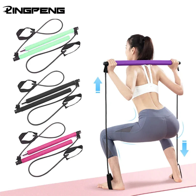 Barre de Pilates Multifonction — Bandes Élastiques, Gainage, Dos & Épaules