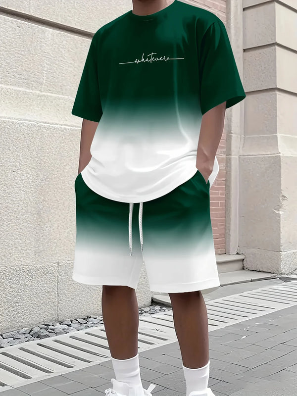 Ensemble Sport Homme T-Shirt Dégradé & Short — 15 Coloris, Séchage Rapide, Running & Gym