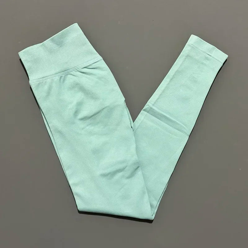 Legging sport femme sans coutures, coloris vert clair