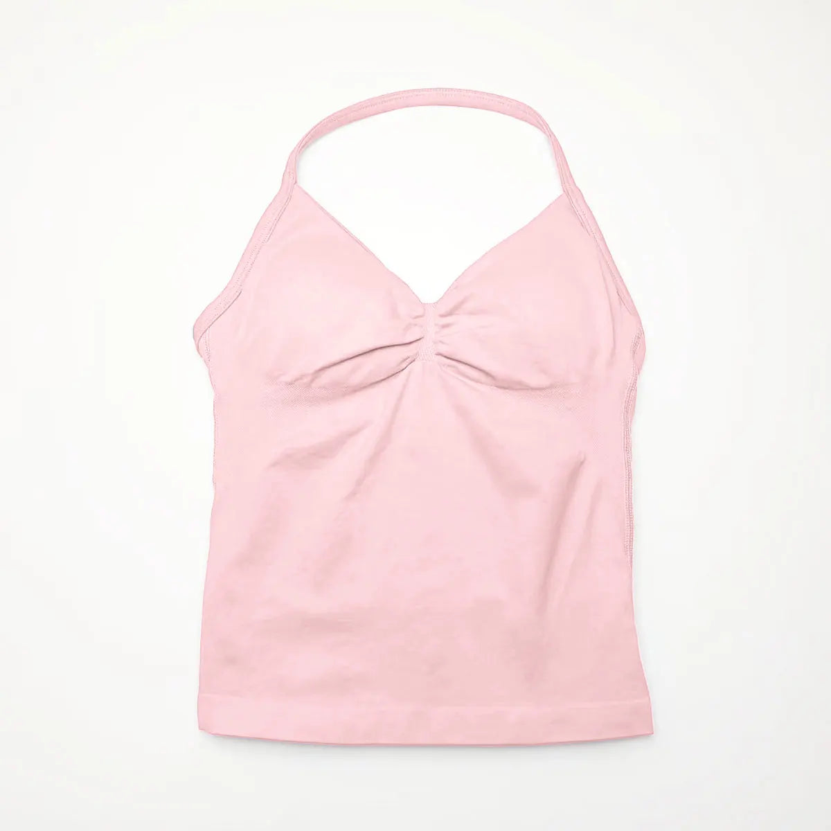 Top halter femme sans coutures rembourré, coloris rose