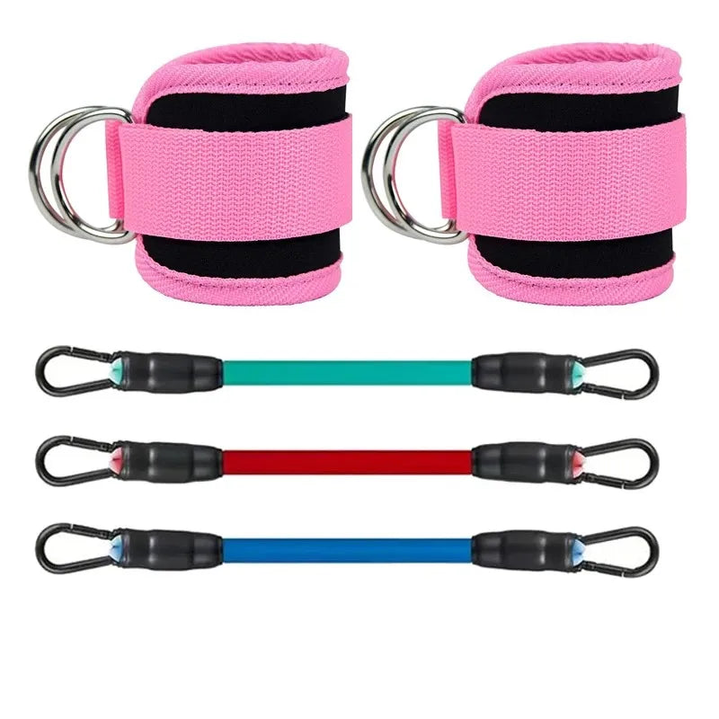 Kit sangles cheville & bandes élastiques mixte, coloris rose – 5 pièces