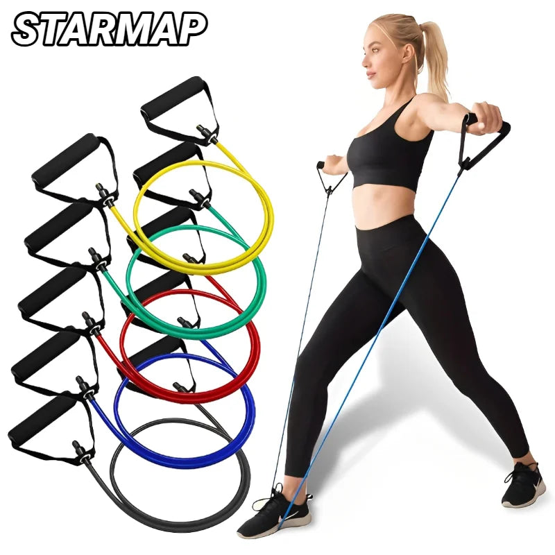 Bande de Résistance à Poignées — 5 Niveaux (10 à 30 lb), Musculation & Home Gym