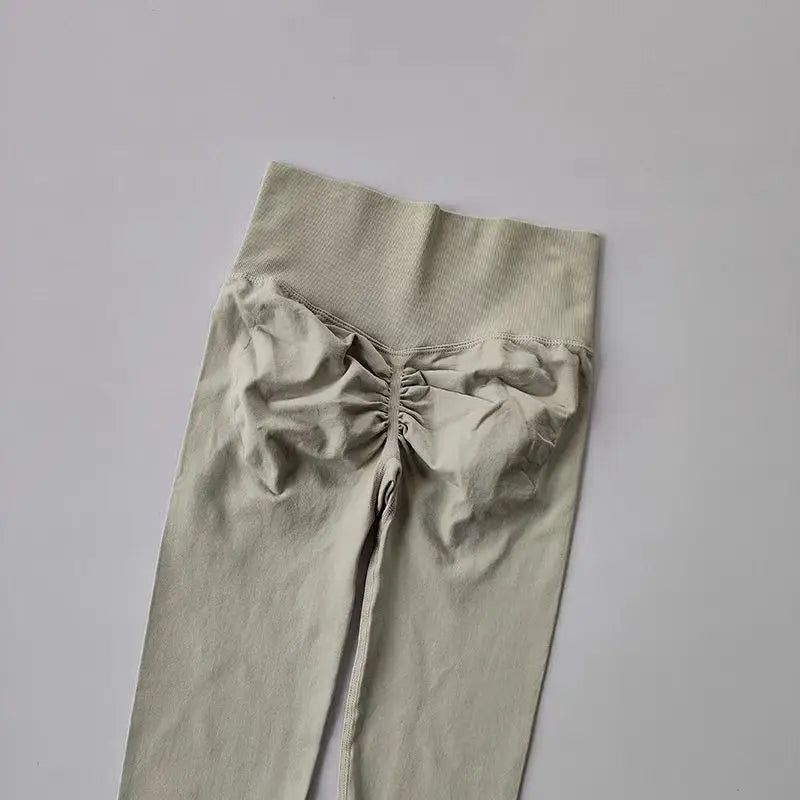 Legging yoga taille haute sans coutures, coloris beige & ivoire