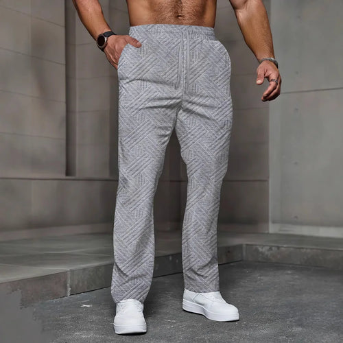 Pantalon Sport Homme Jacquard Taille Élastique — 5 Coloris, Coupe Ample, Toutes Saisons