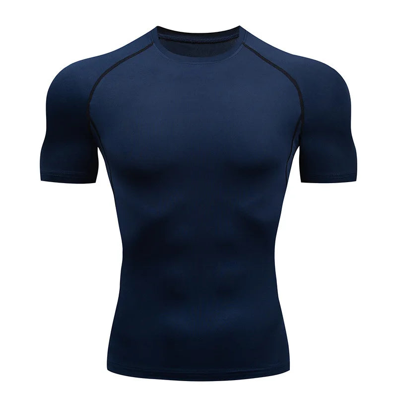 T-shirt compression homme, coloris bleu marine