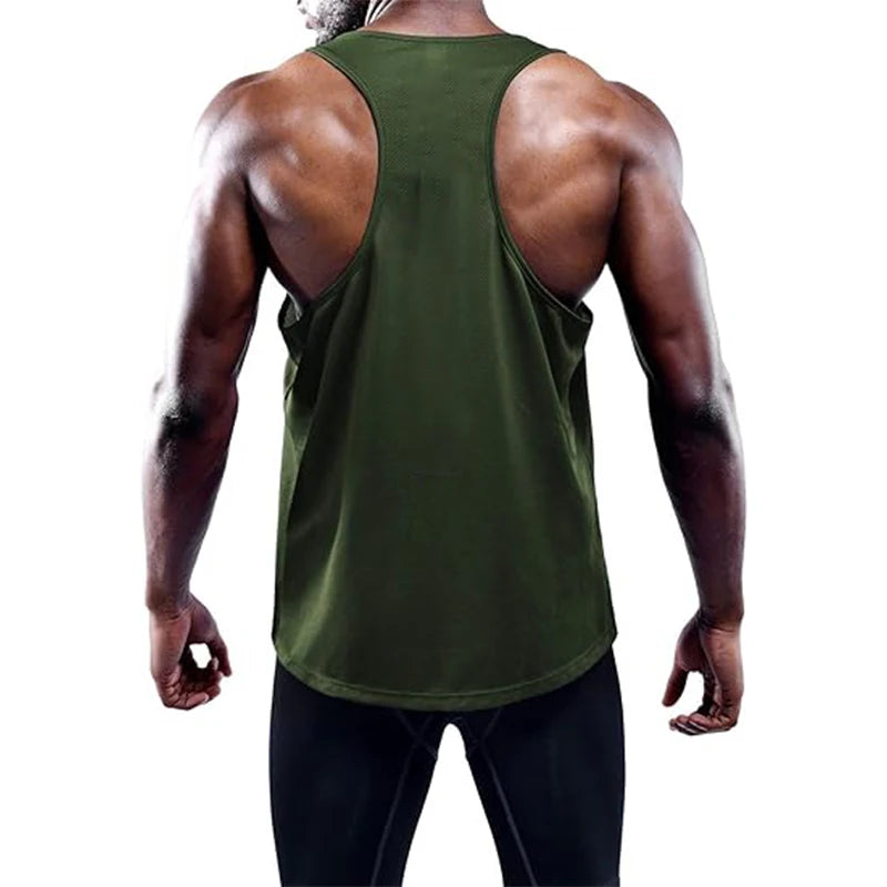 Débardeur running homme, coloris vert armée