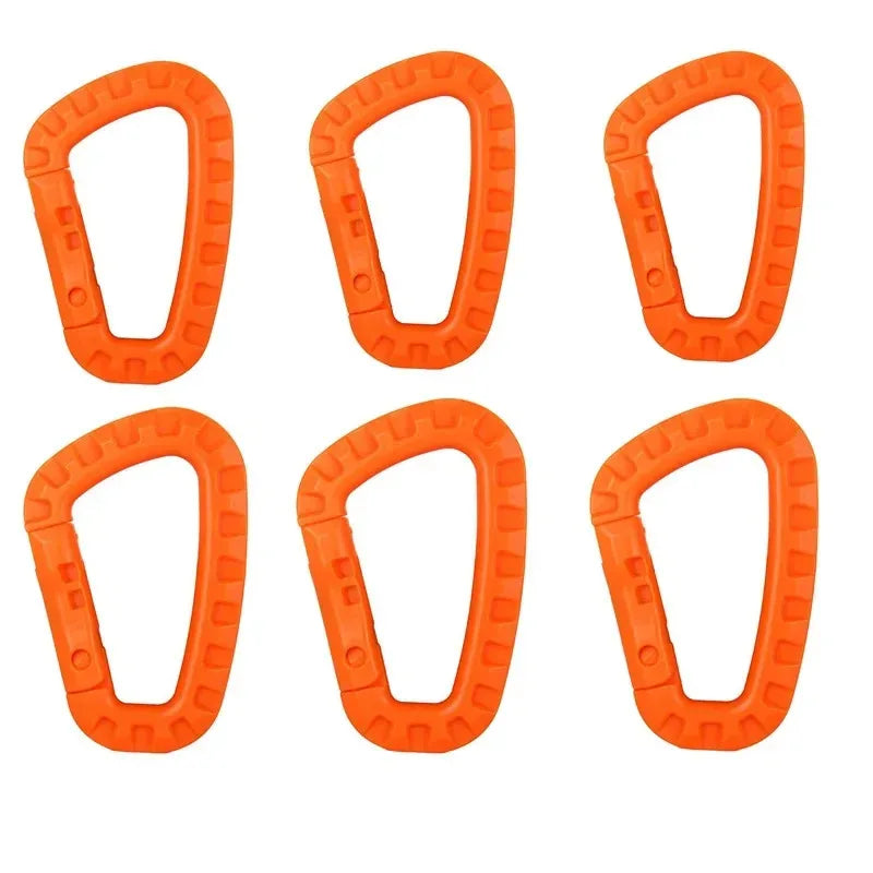 Mousquetons tactiques plastique, coloris orange – 6 pièces