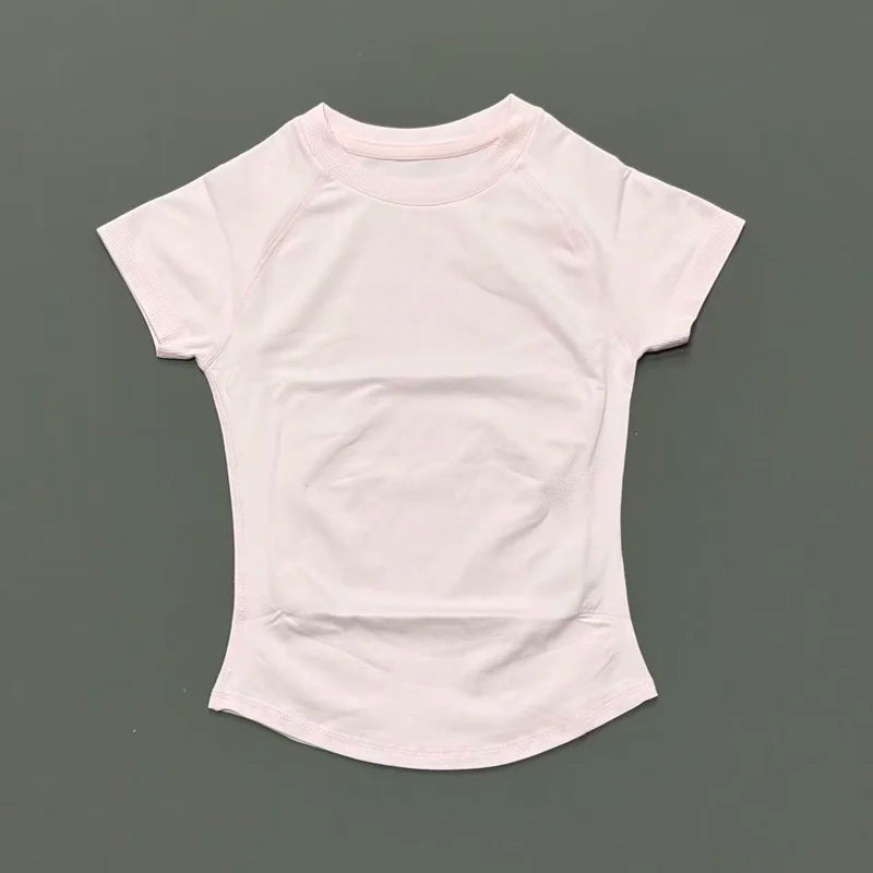 T-shirt sport femme manches courtes, coloris rose poire