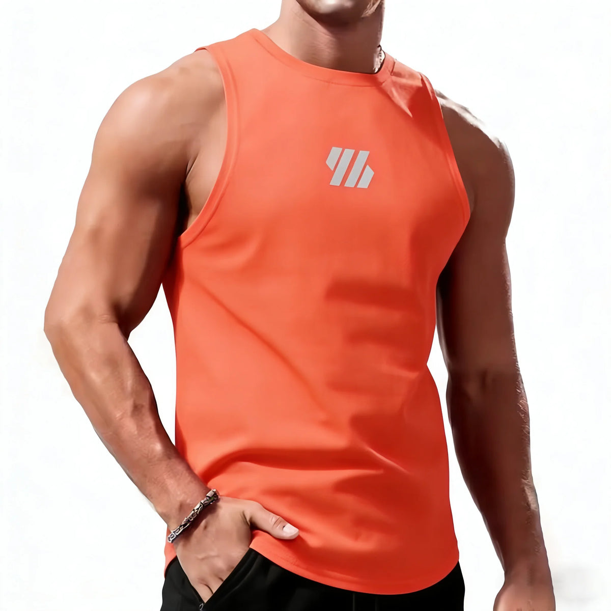 Débardeur sport homme – gym, running & fitness séchage rapide été, coloris rose
