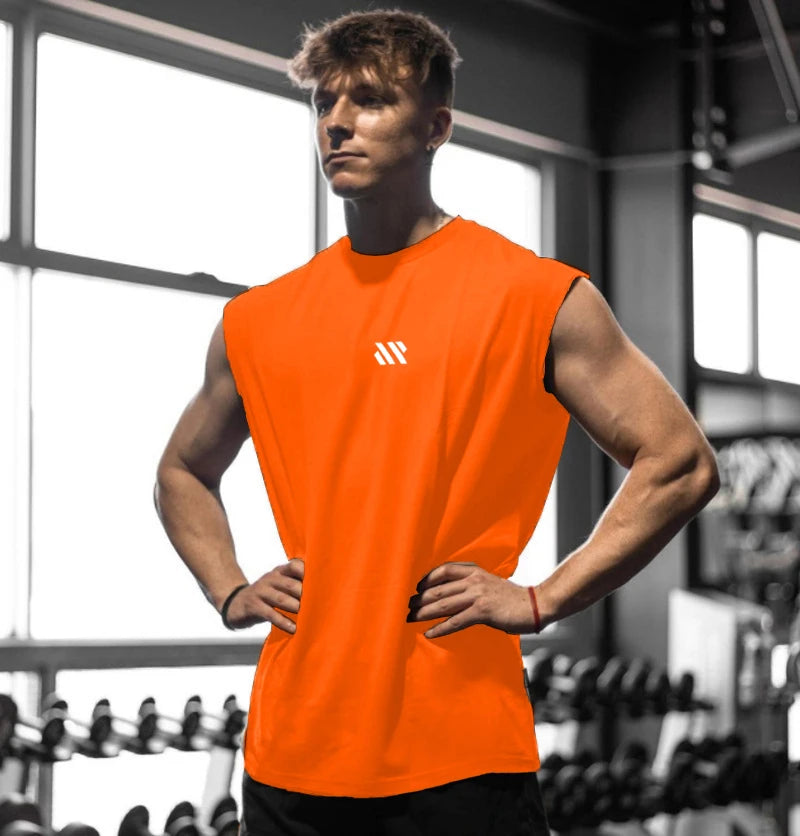 Débardeur sport homme sans manches, coloris orange