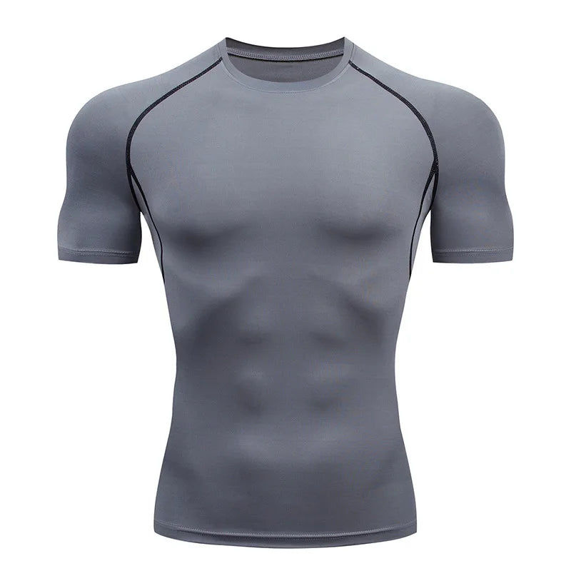 T-shirt compression running homme, coloris gris