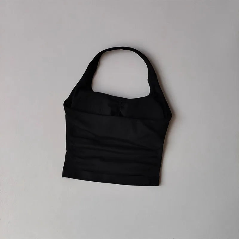 Brassière halter femme dos nu, coloris noir