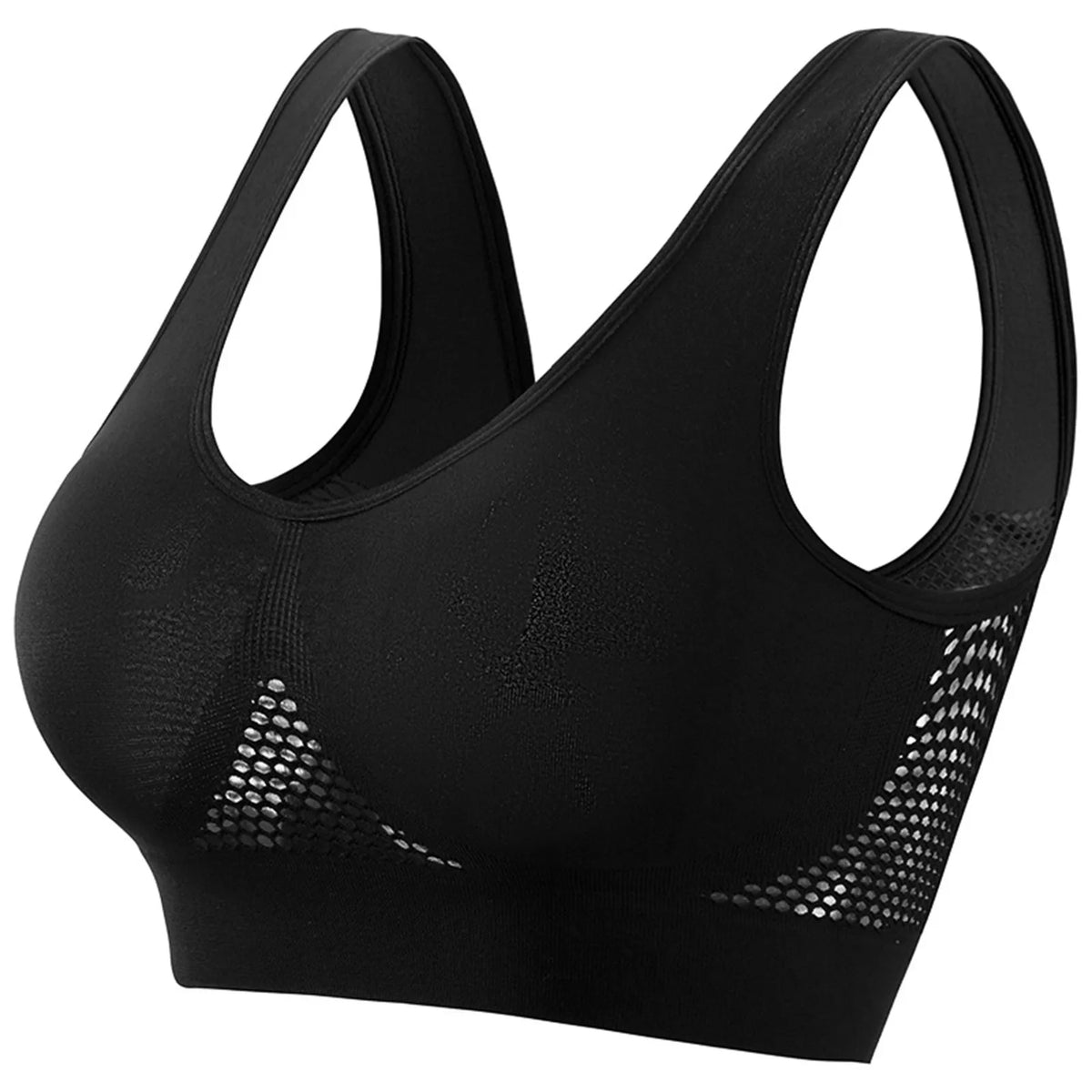Brassière yoga dos nu — anti-choc, maintien fort & running, coloris noir