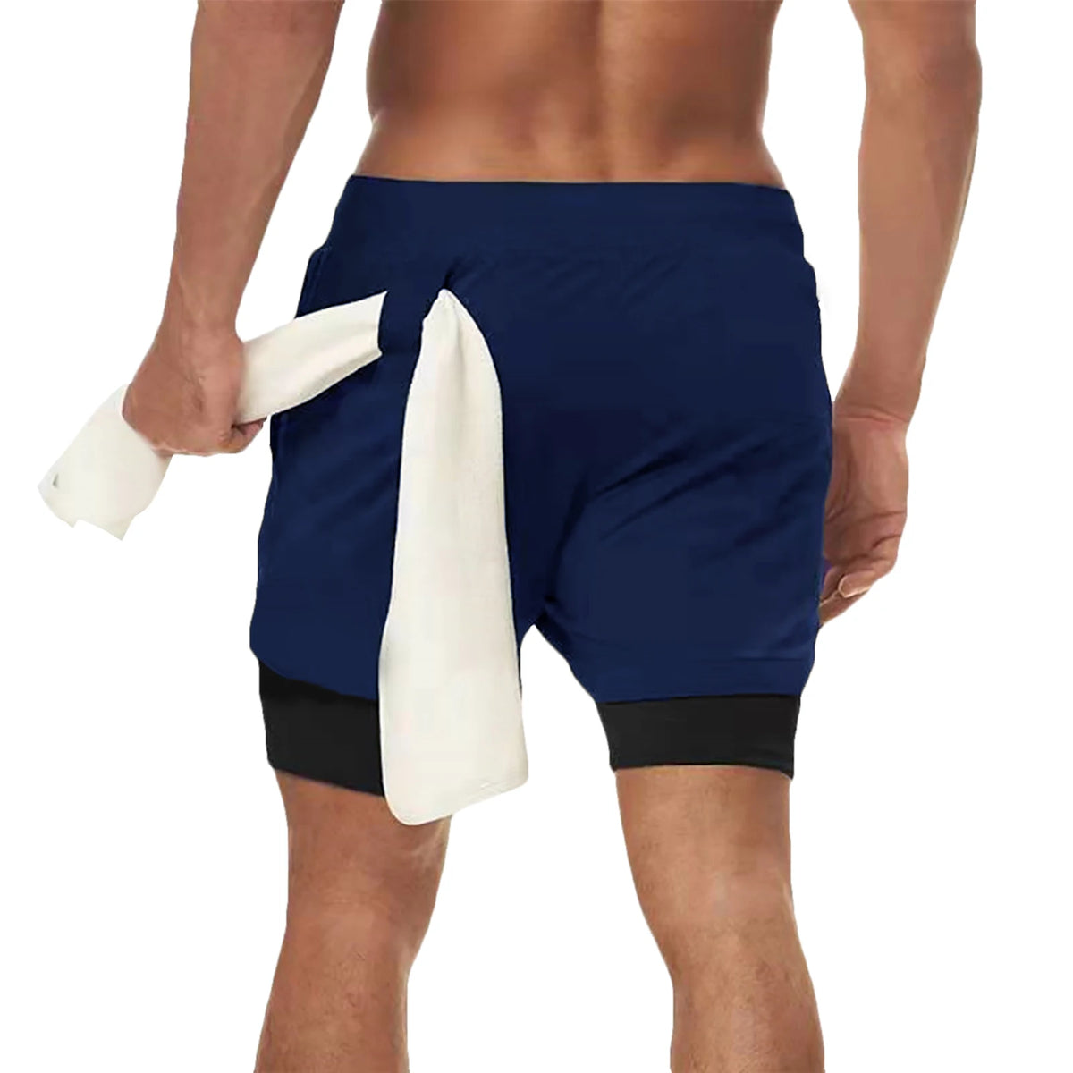 Short running 2-en-1 homme, coloris bleu marine