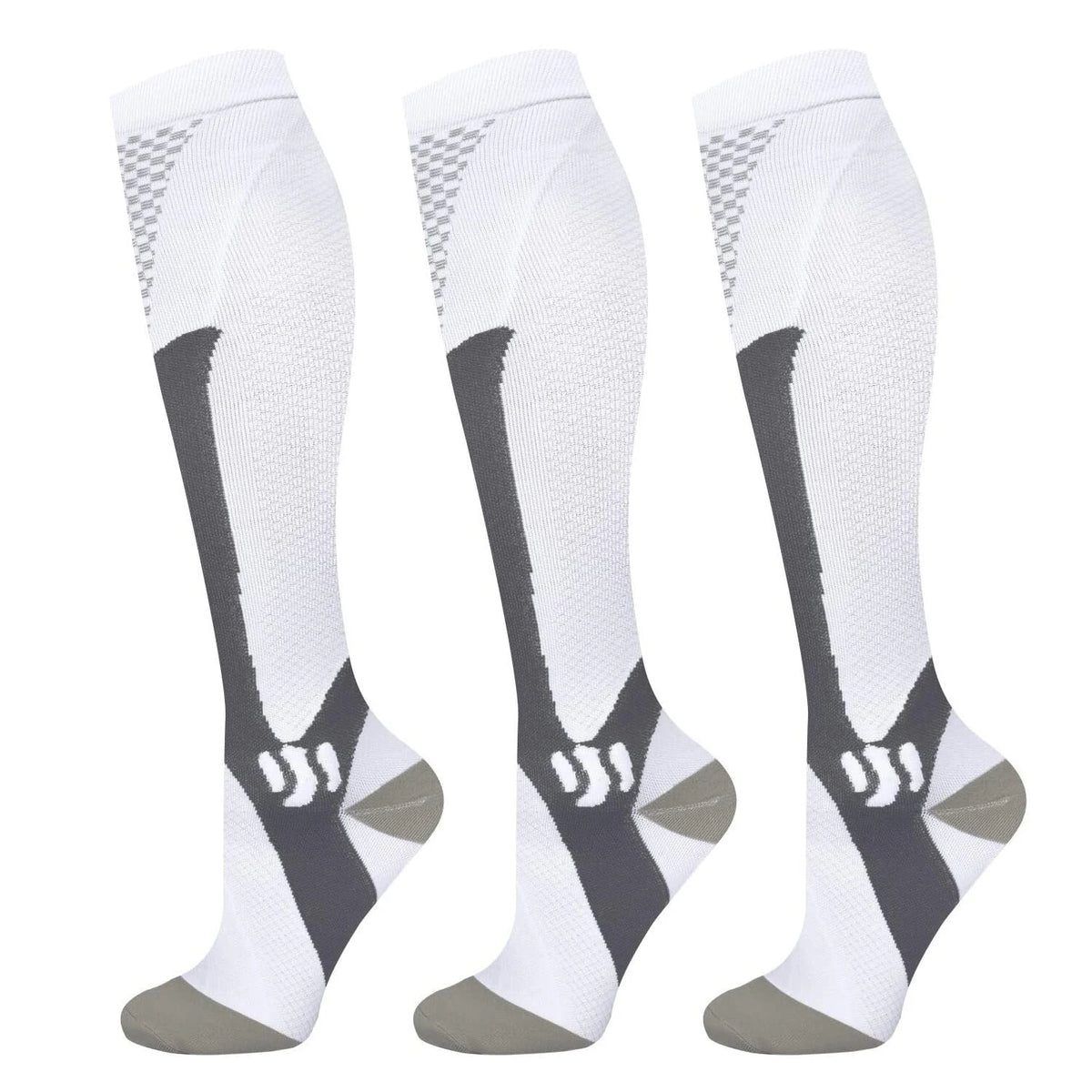 Chaussettes de compression 20-30 mmHg, coloris blanc – 3 paires