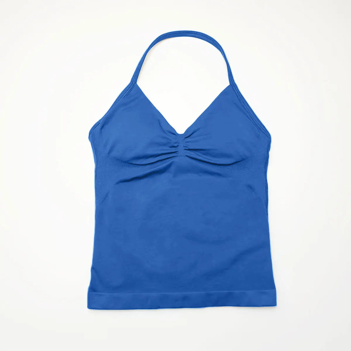 Top halter femme sans coutures rembourré, coloris bleu océan foncé