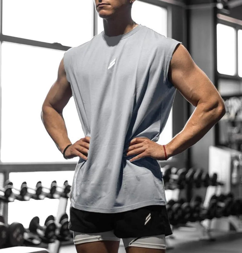 Débardeur sport homme sans manches, coloris gris clair