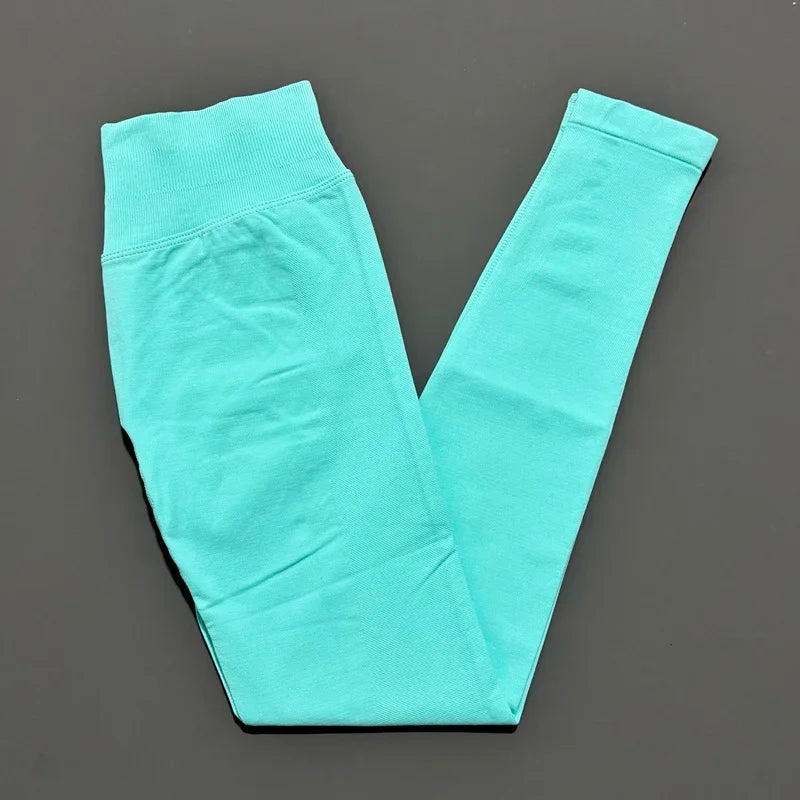 Legging sport femme sans coutures, coloris vert menthe