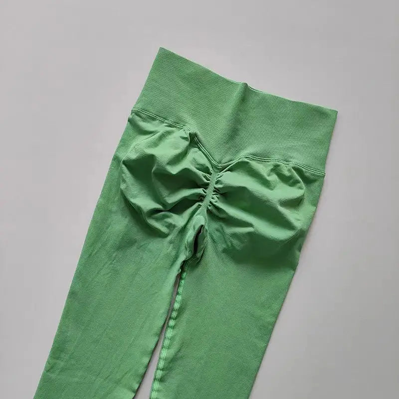 Legging yoga taille haute sans coutures, coloris vert jade
