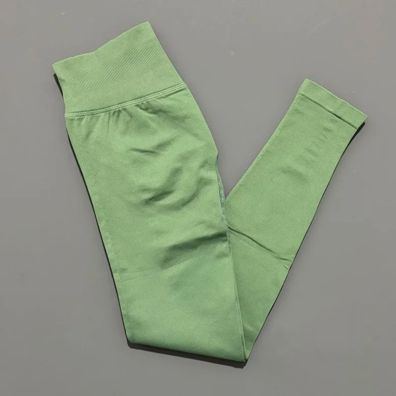Legging sport femme sans coutures, coloris vert pistache