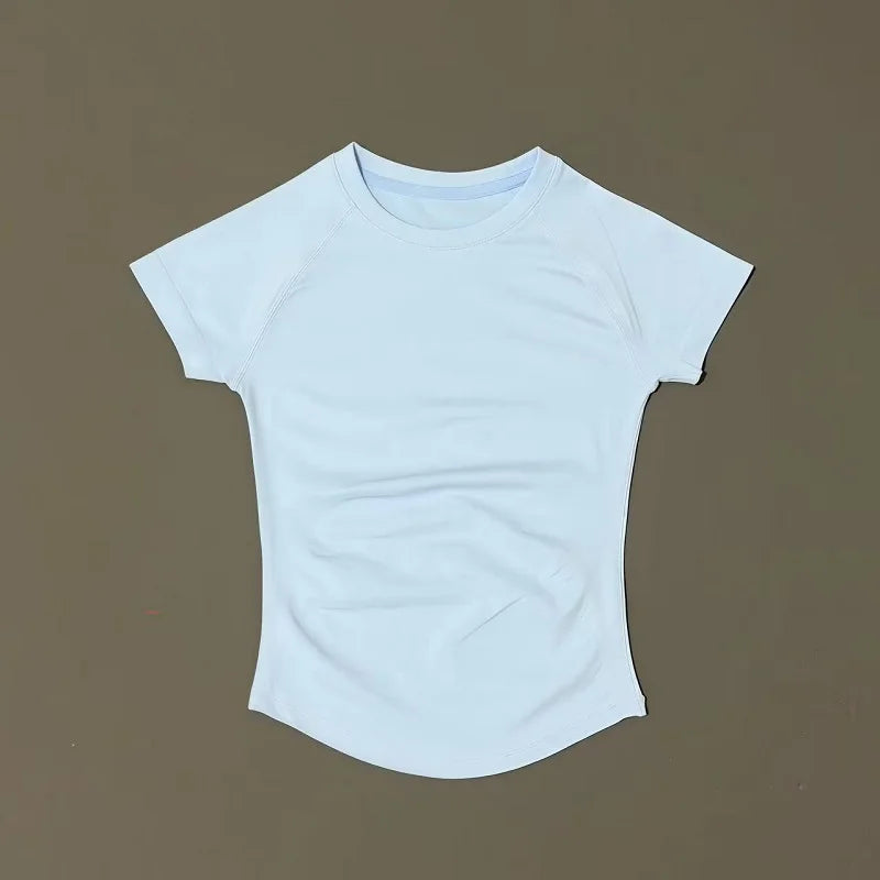 T-shirt sport femme manches courtes, coloris bleu glacier