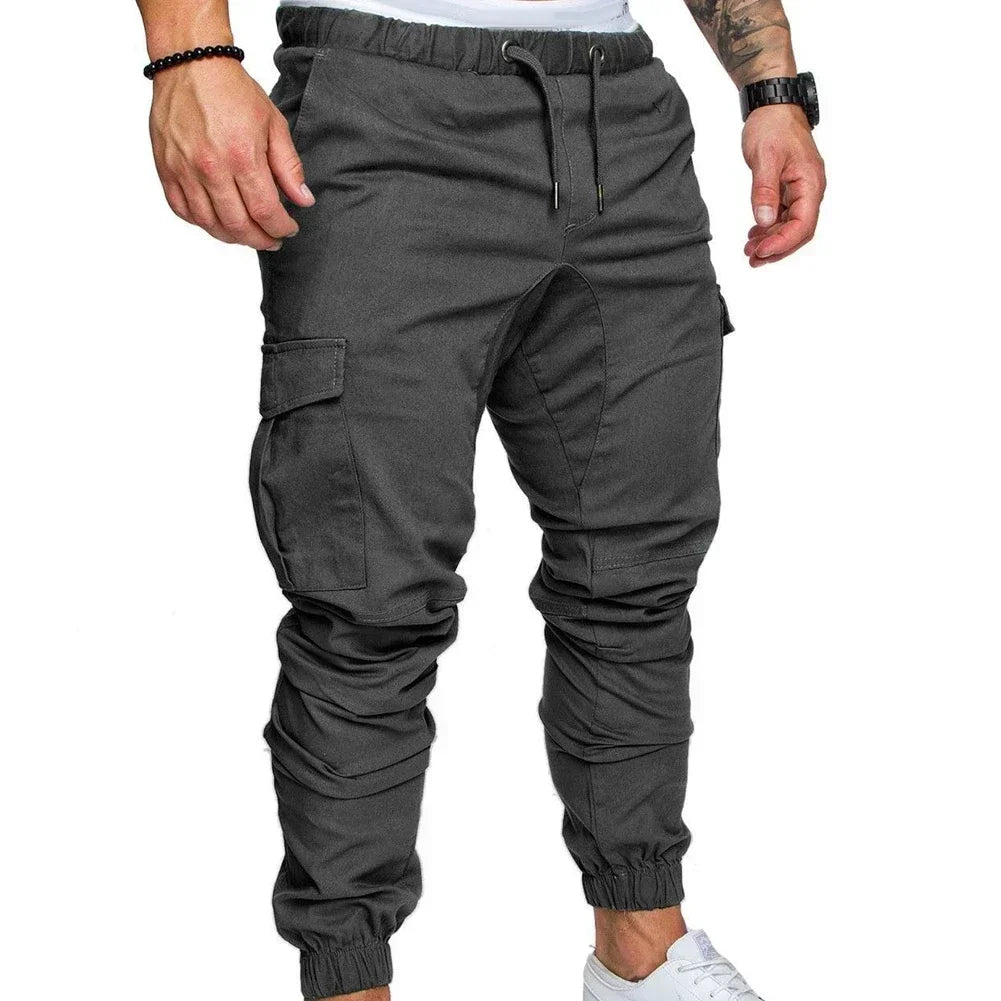 Pantalon Jogging Homme Slim à Poches Réglables — 13 Coloris, Rayé, Casual & Sport