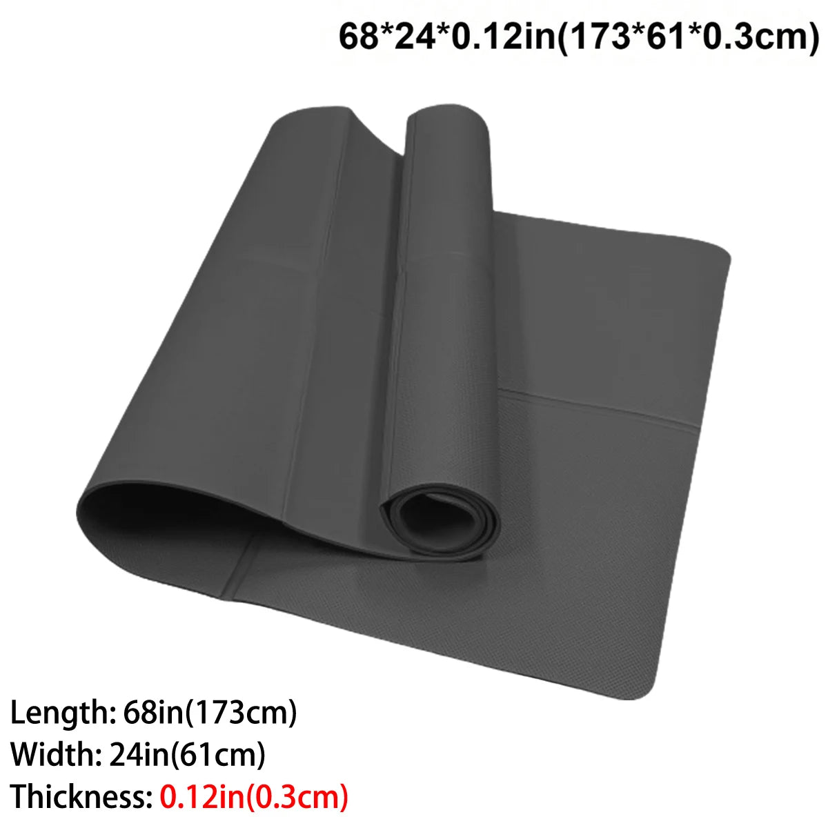 Tapis de yoga pliable EVA, coloris noir – 0,3 cm