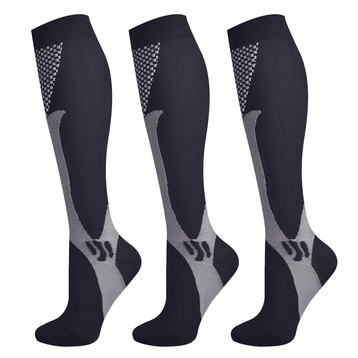 Chaussettes de compression 20-30 mmHg, coloris noir – 3 paires